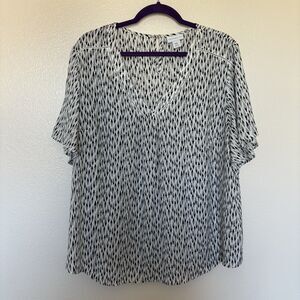Liz Claiborne Too Black And White XXL Geometric Short Sleeve